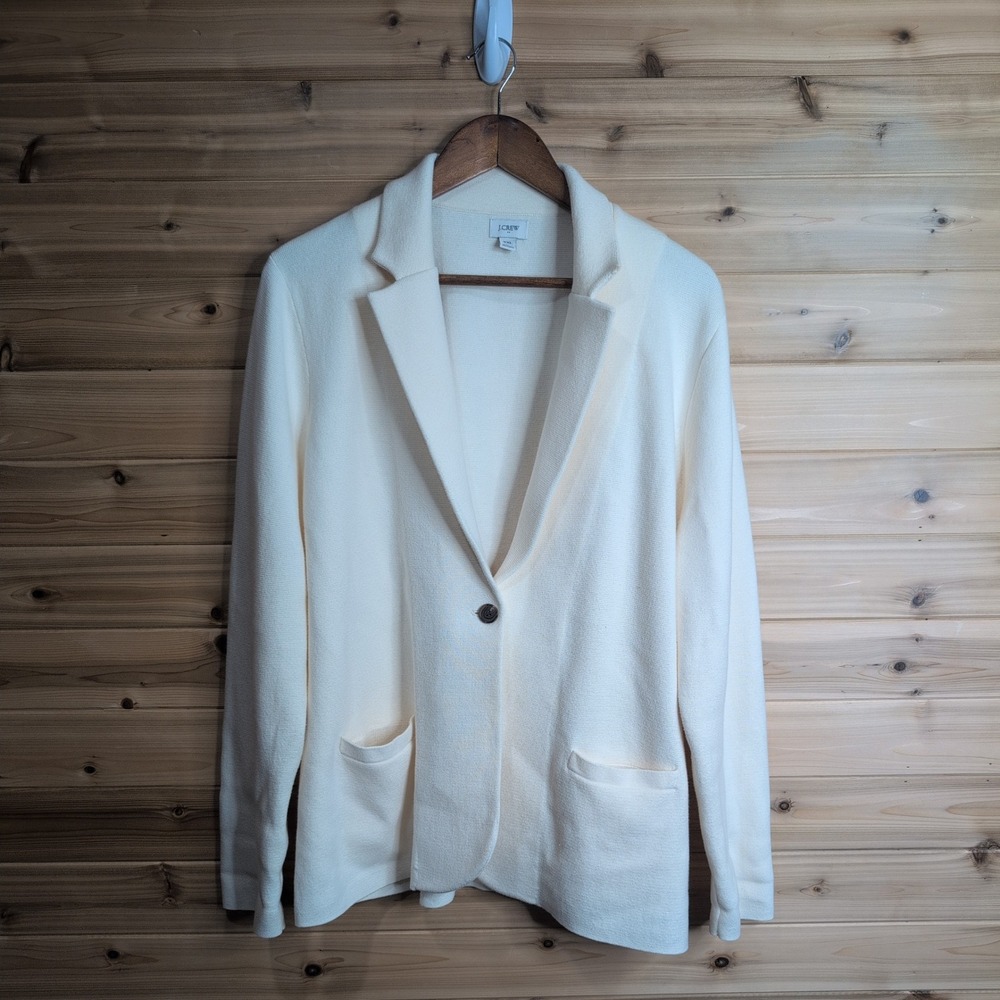 J.Crew Eloise Sweater Blazer Ivory Cream Knit Cardigan Jacket XXL
